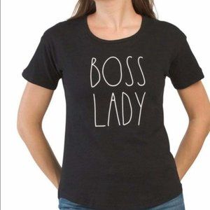 RAE DUNN  Tshirt BOSS LADY Large TEE Black NEW!